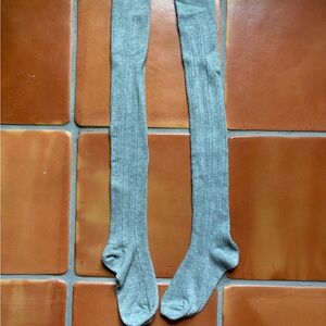 Free People Light Gray Ribbed Knee-High Socks